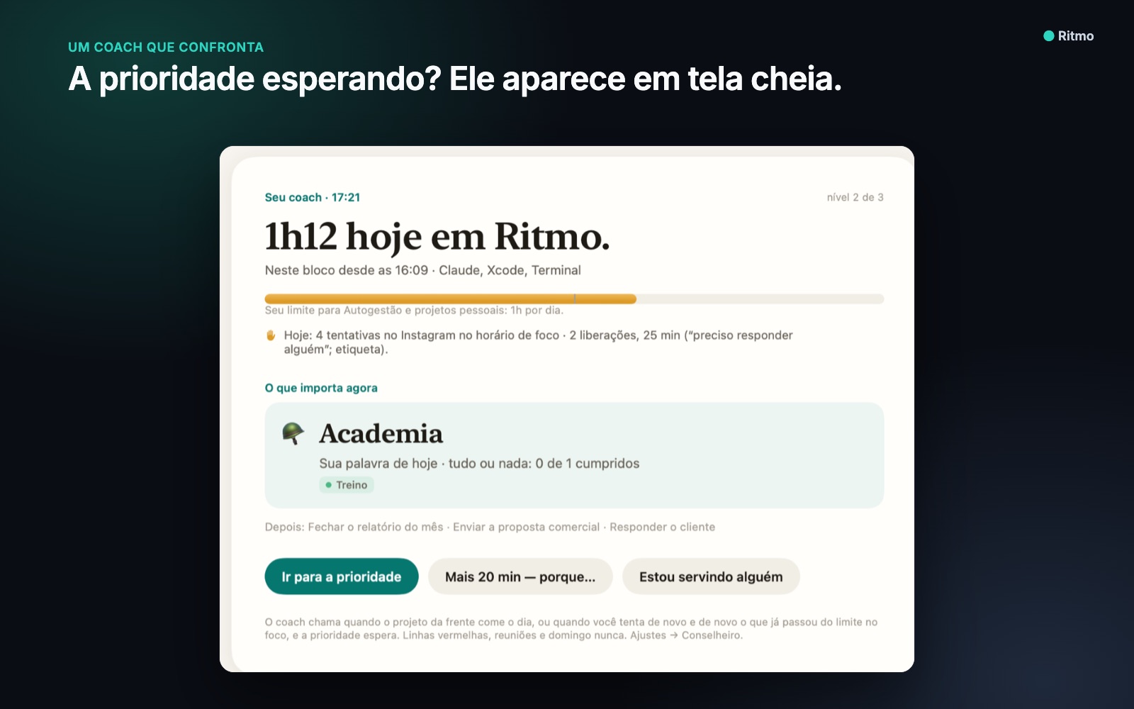 Ritmo: tela principal